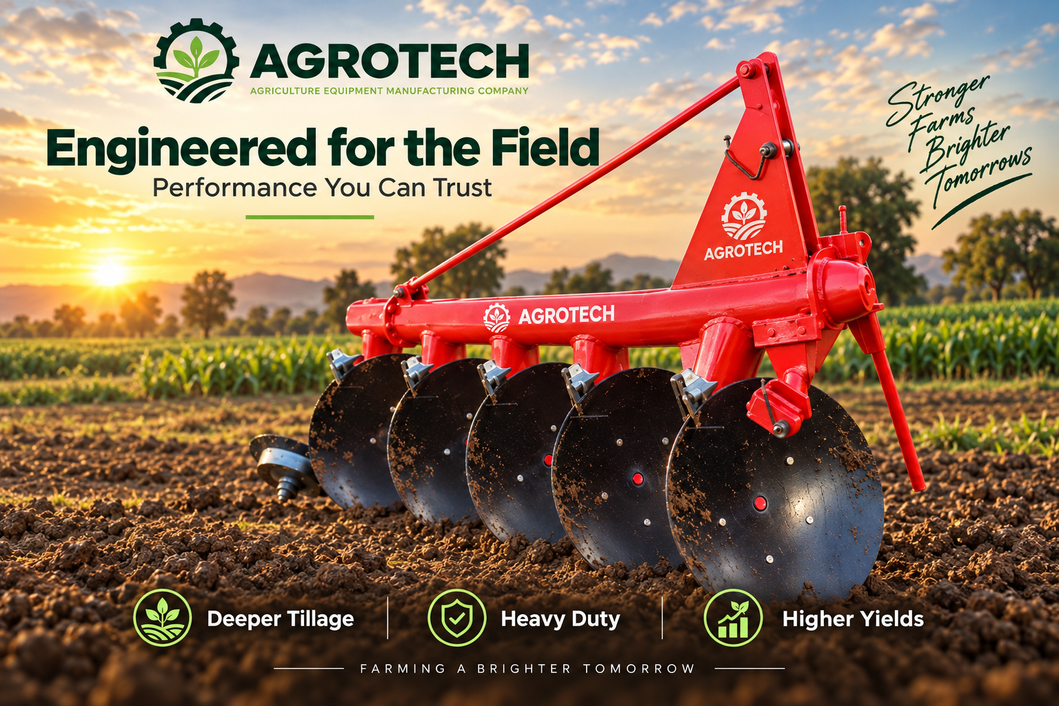 Agrotech Disc Plough in a prepared field
