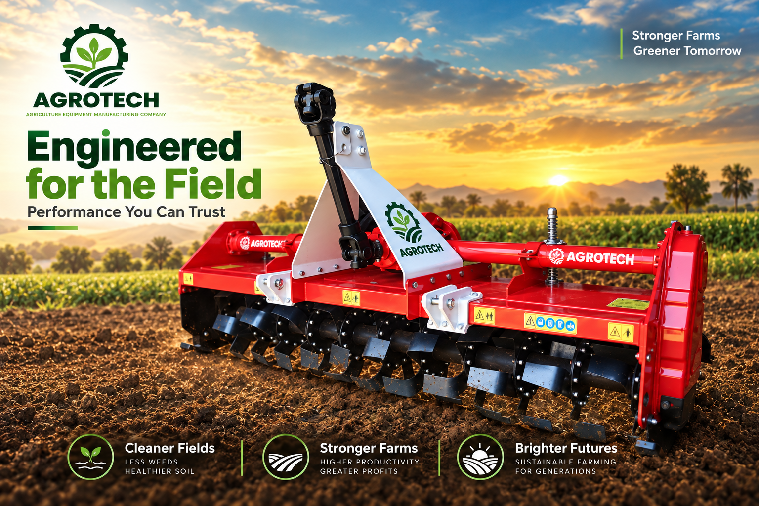 Additional front view of Agrotech Rotavator