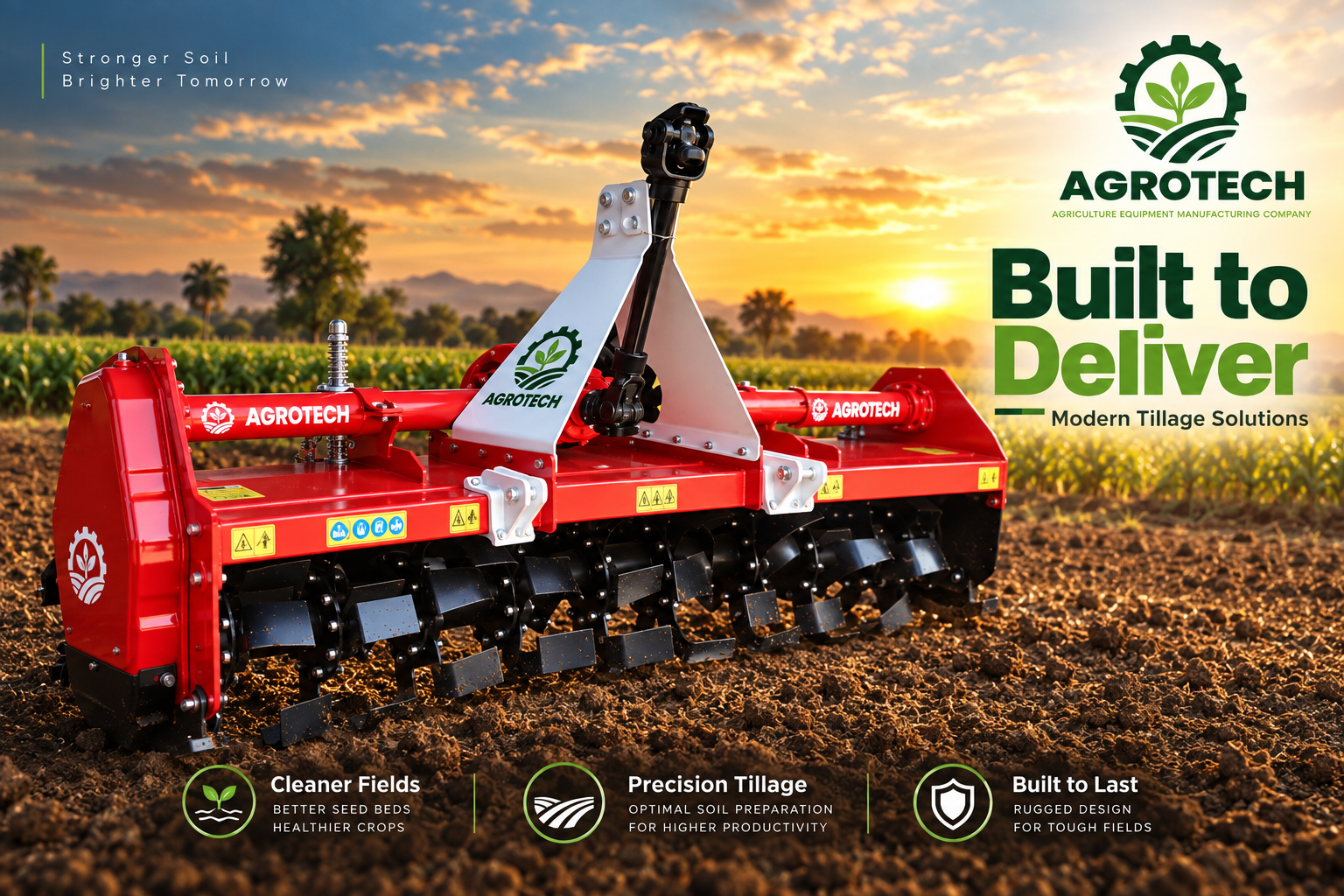 Rear view of Agrotech Rotavator